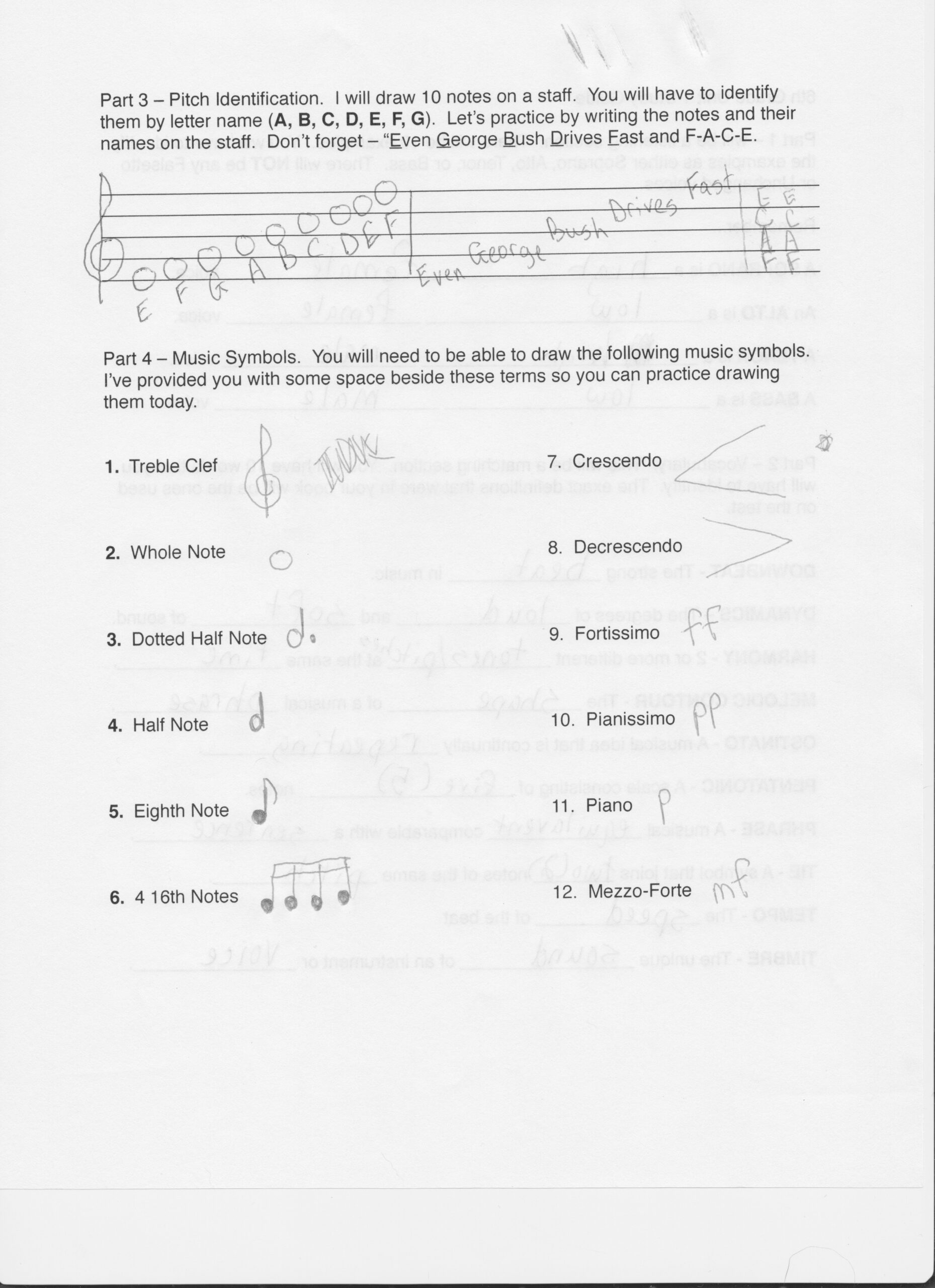 Music Worksheets