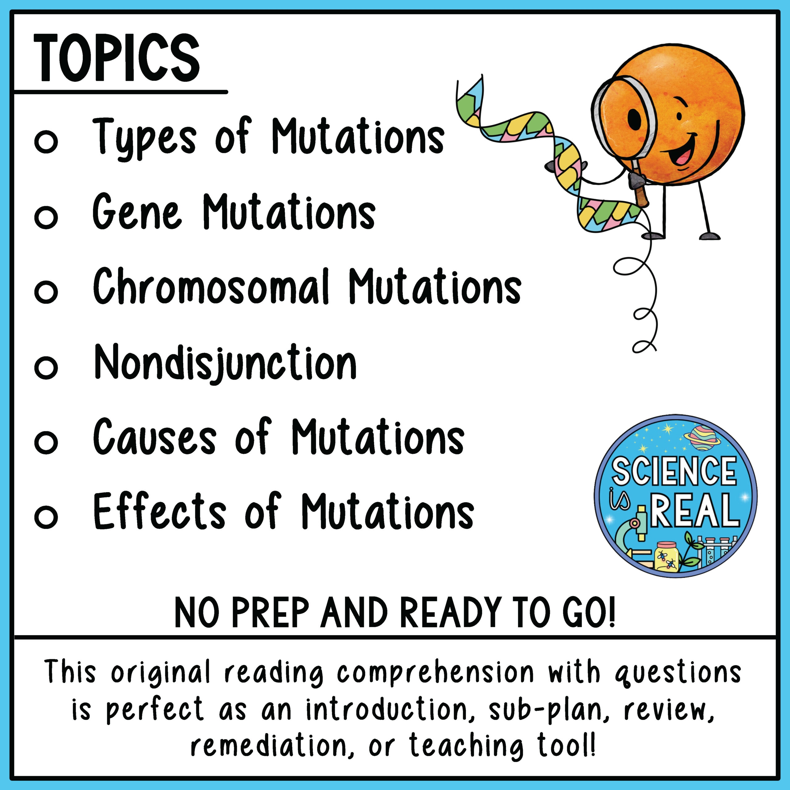 Mutations Reading Comprehension Worksheets Classful