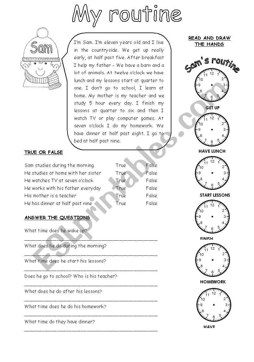 My Routine 2 ESL Worksheet By Miss cecilia