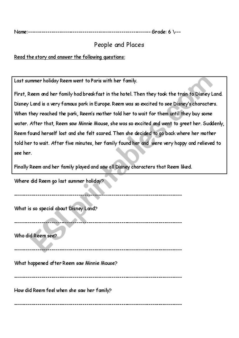 Narrative Reading Comprehension ESL Worksheet By Alromaithi
