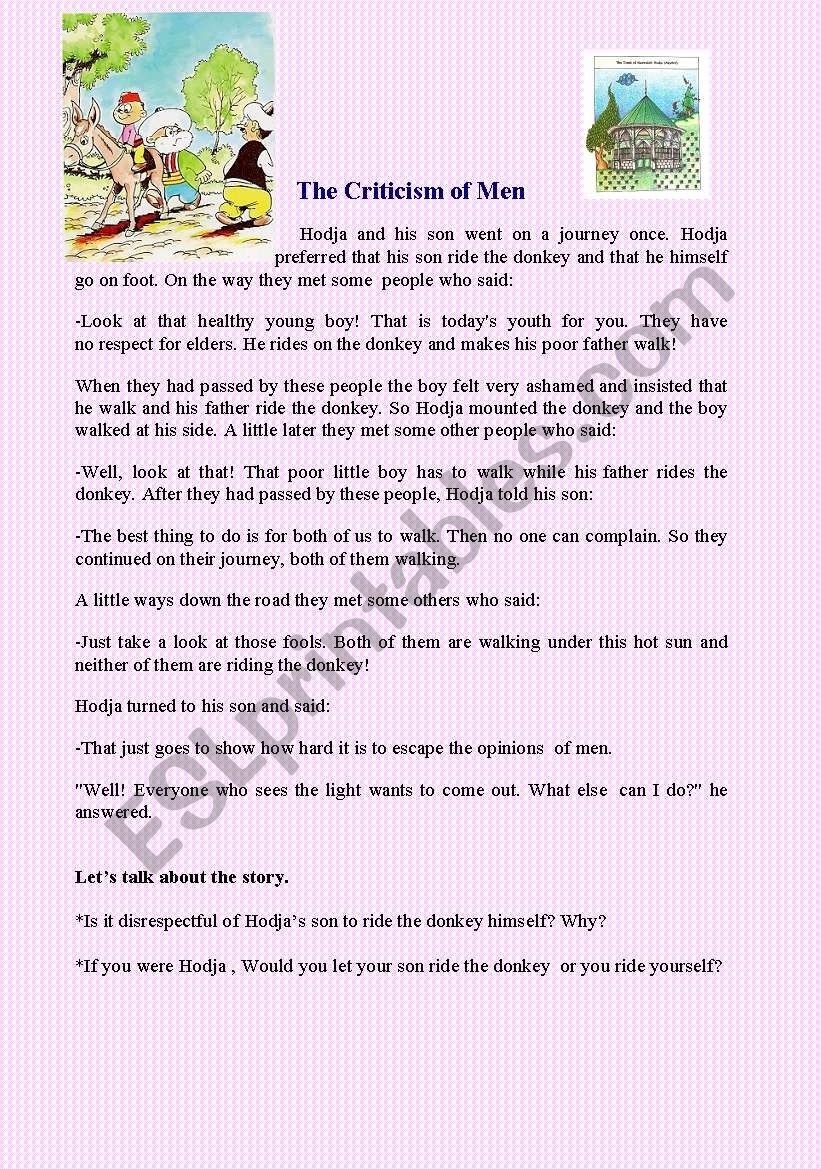 Nasreddin Reading Comprehension Worksheets