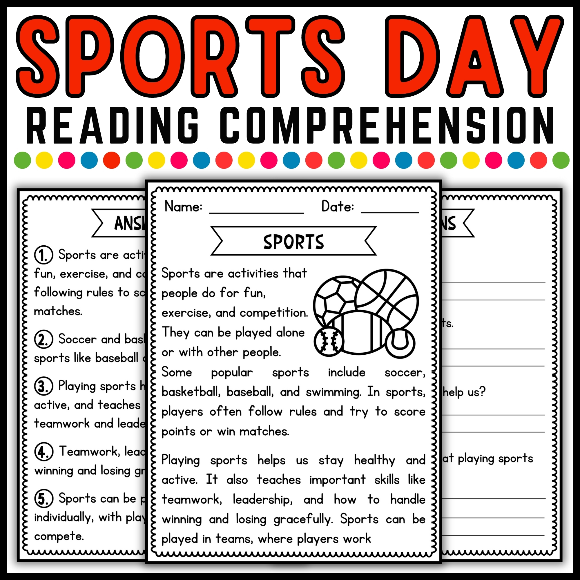 October Reading Comprehension Worksheets