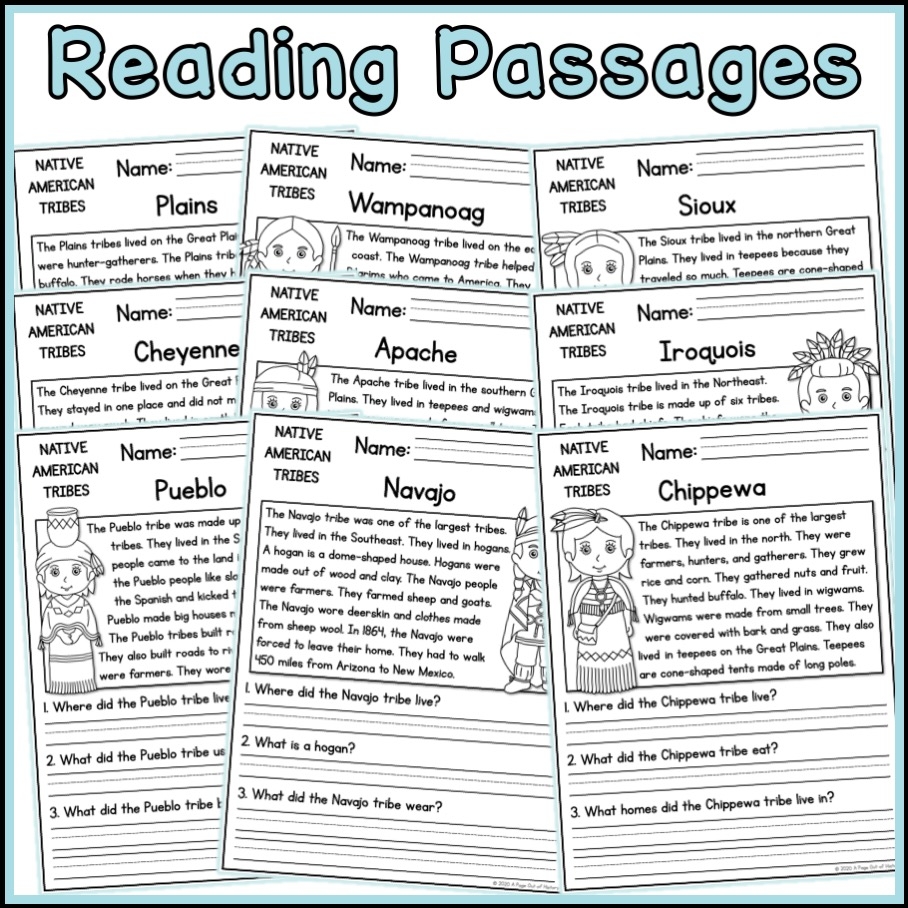 Native American Tribes Social Studies Reading Comprehension Passages K 2 Made By Teachers