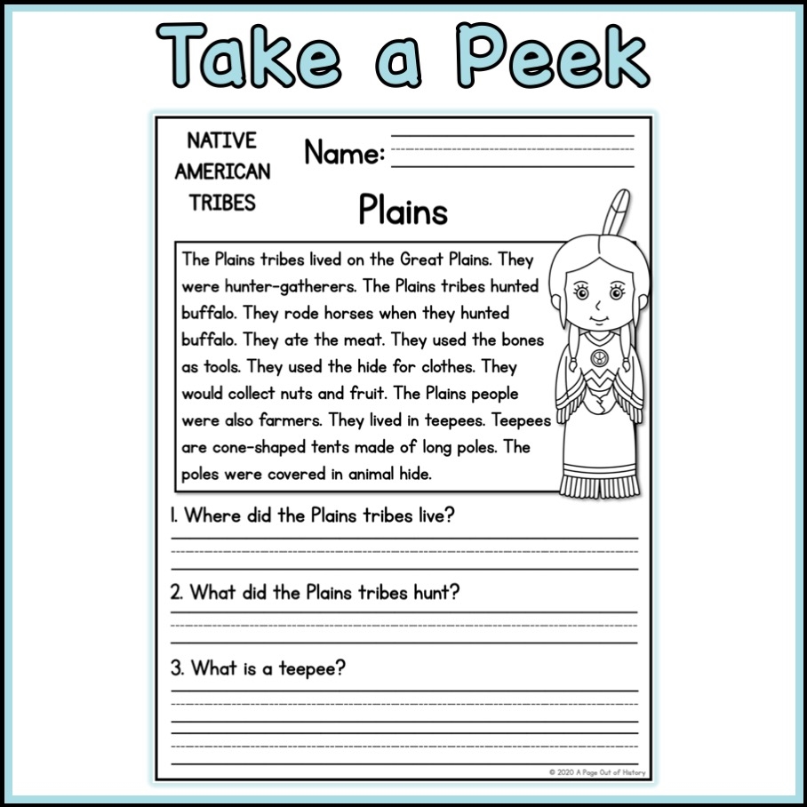 Native American Tribes Social Studies Reading Comprehension Worksheets Library