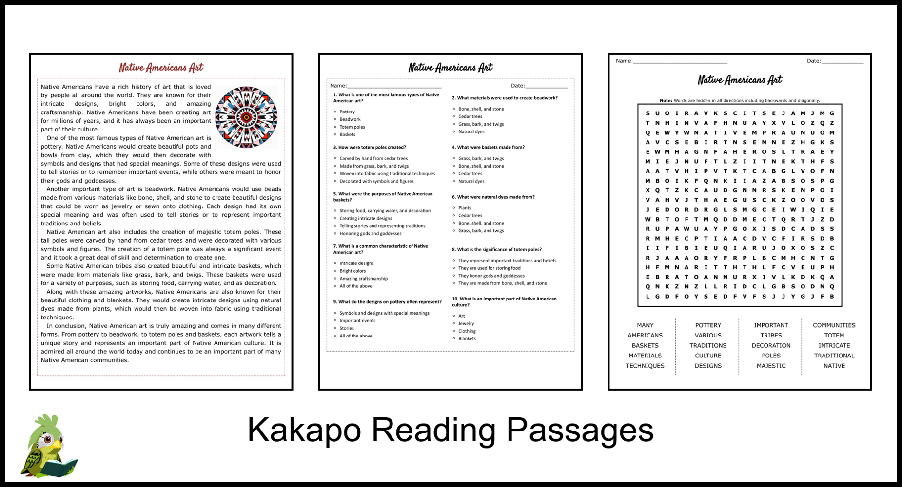 Art Reading Comprehension Worksheets Pdf