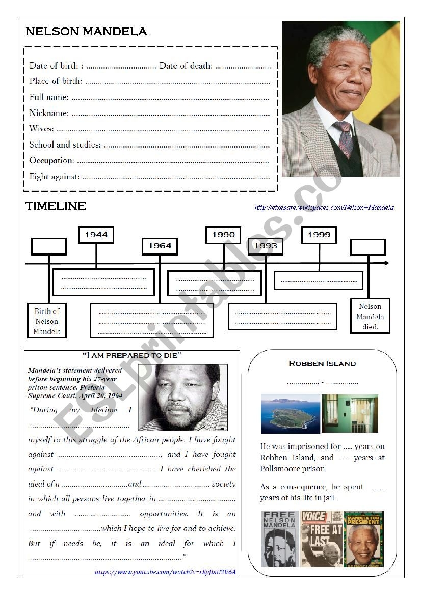 Nelson Mandela Reading Comprehension Worksheet Pdf