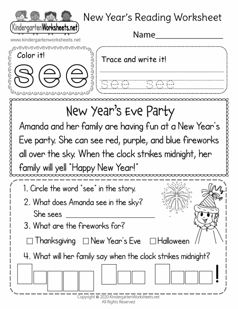 New Year s Reading Worksheet Free Printable Digital U0026 PDF