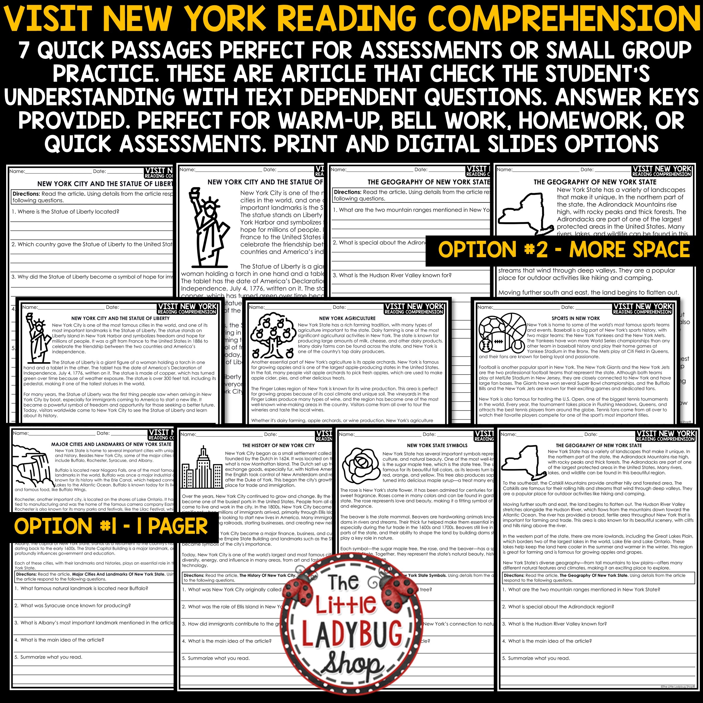 New York State Reading Comprehension Worksheets