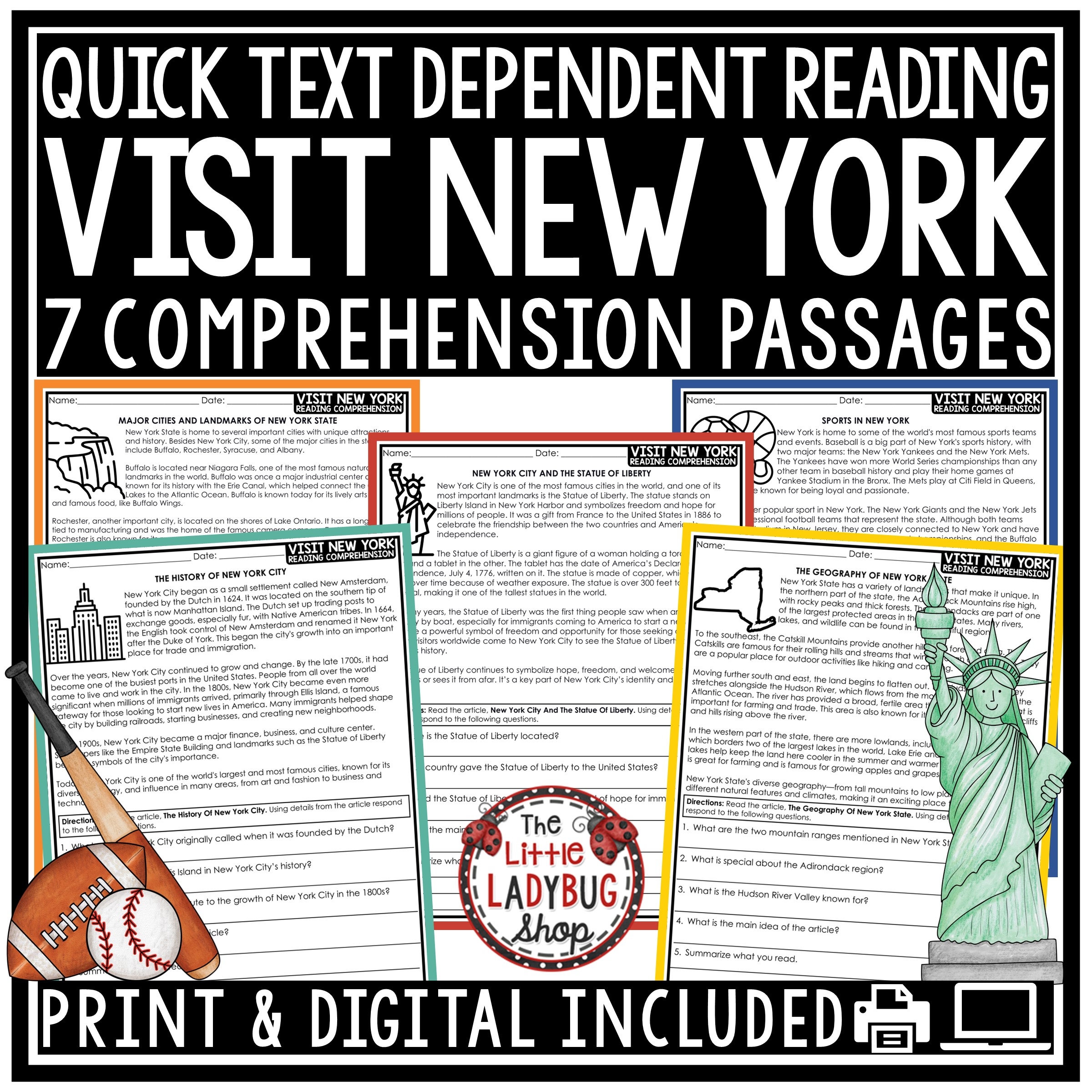New York State Symbols Reading Passages 3rd 4th Grade The Little Ladybug Shop