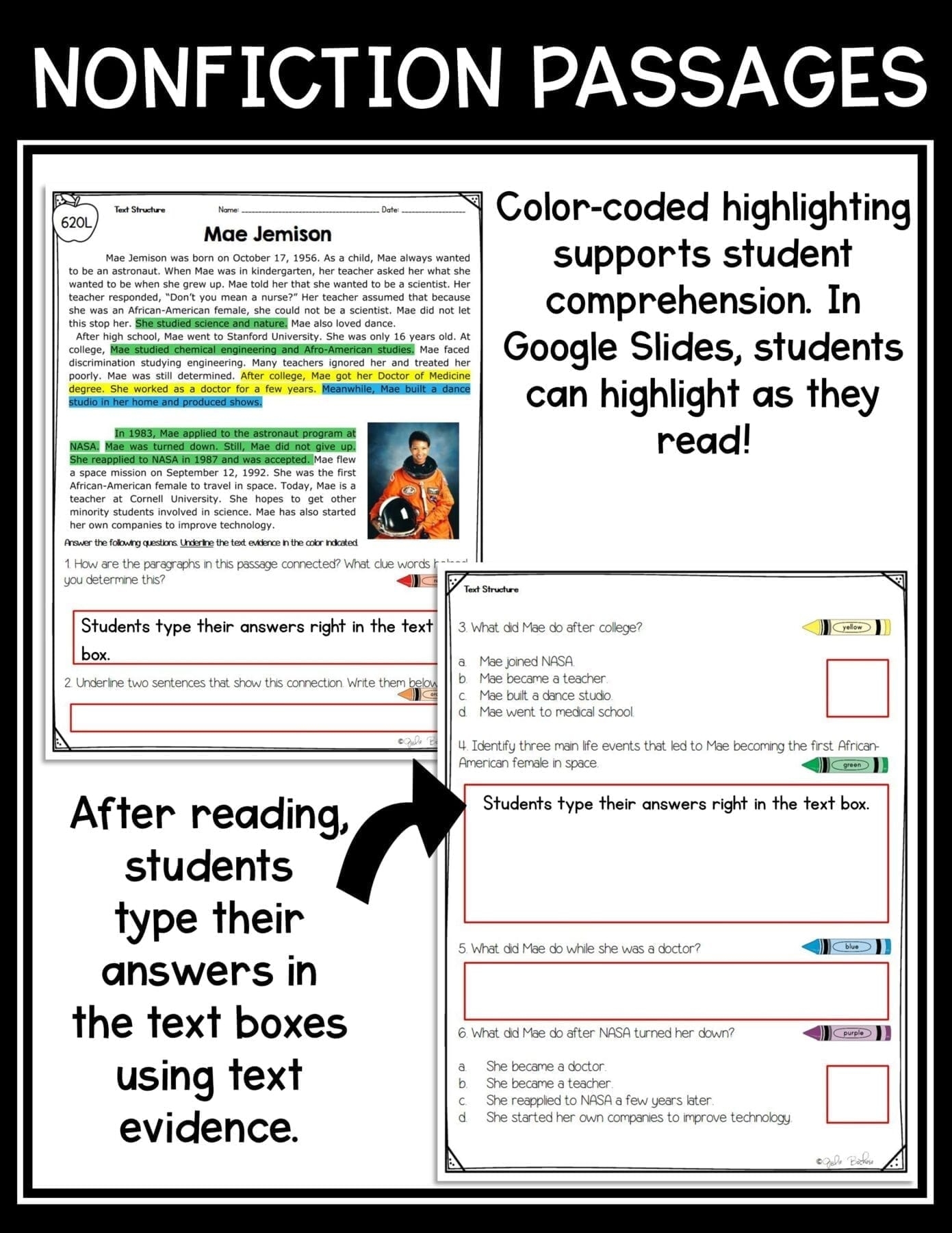 Nonfiction Text Structure Passages Worksheets Anchor Chart 3rd Grade RI 3 8