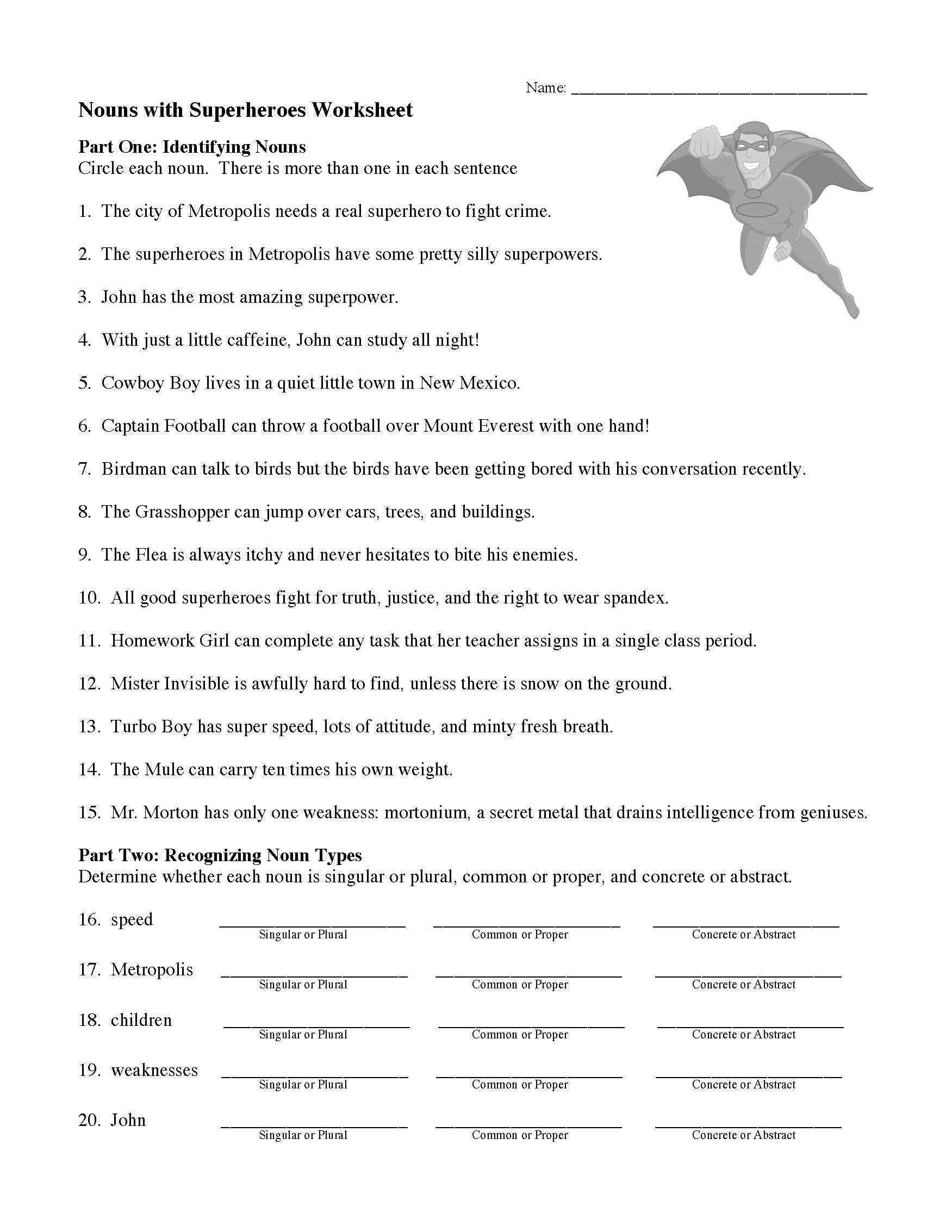 Nouns Worksheet 