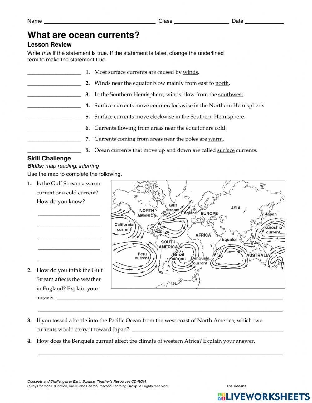 Ocean Current Review Worksheet Live Worksheets Worksheets Library