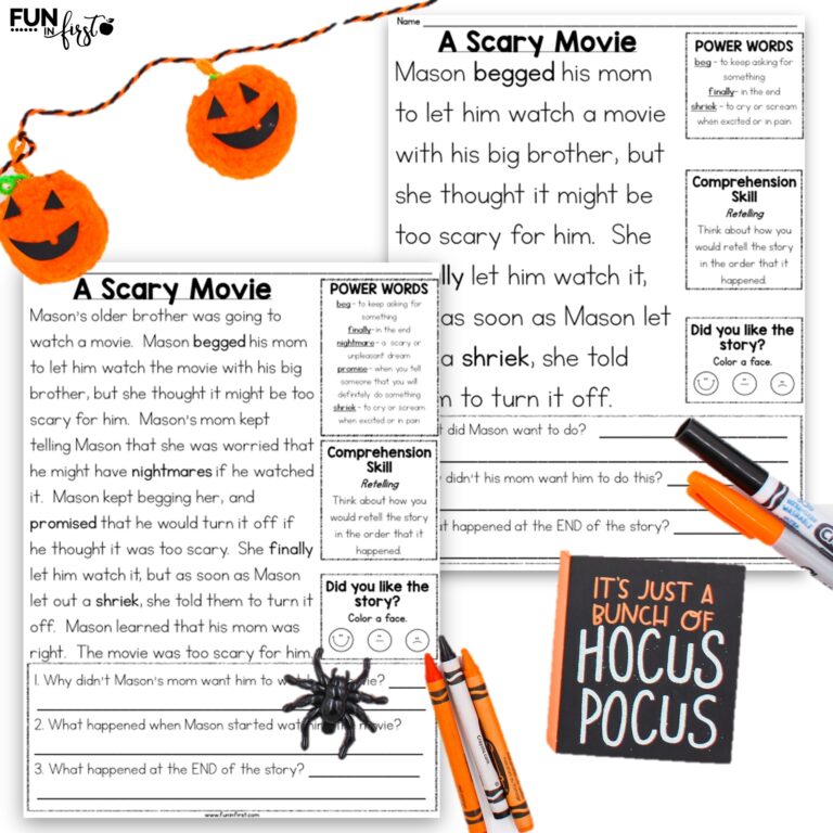 October Differentiated Reading Comprehension Passages Fun In First