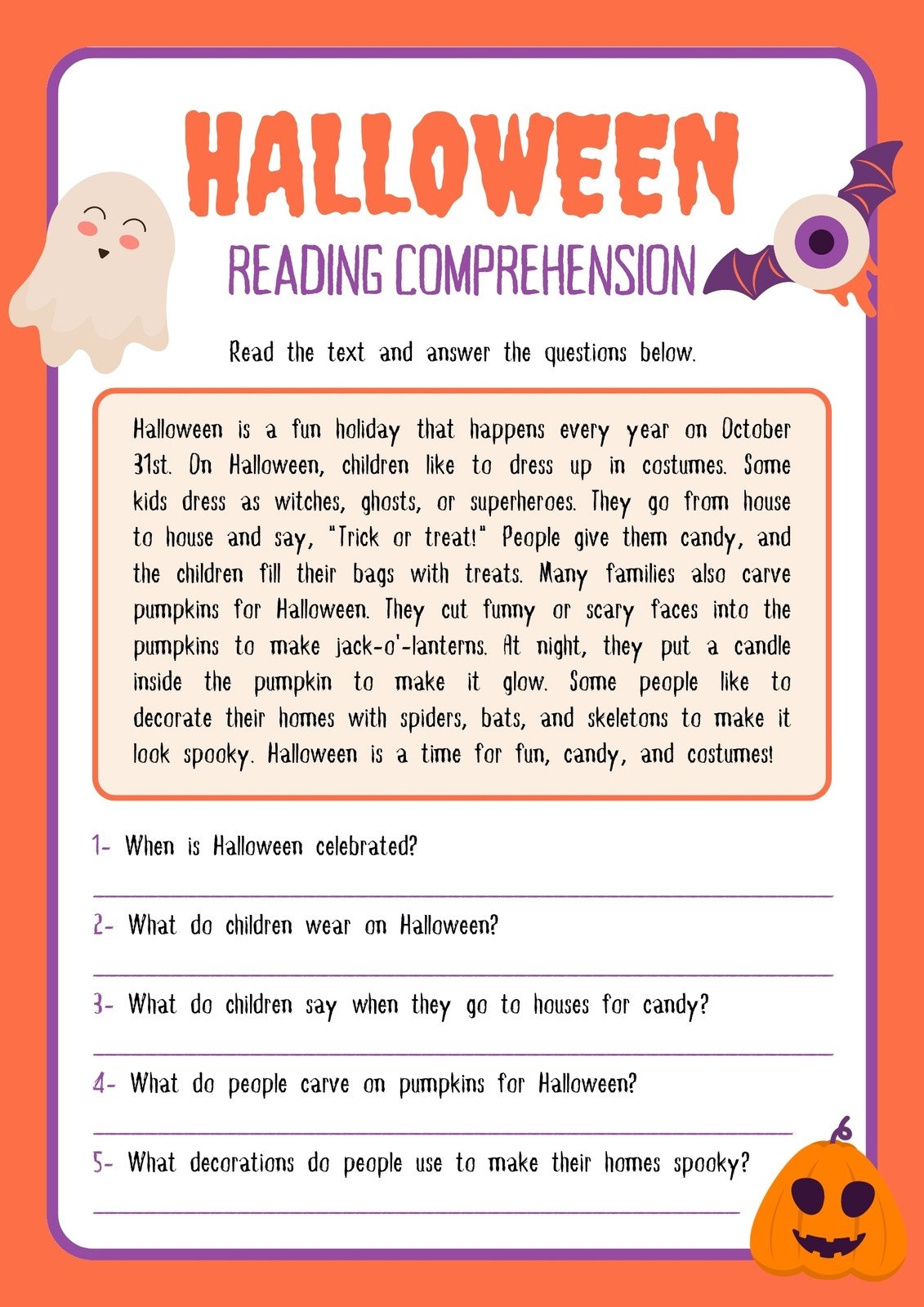 Page 7 Free Printable Halloween Worksheet Templates To Edit Canva