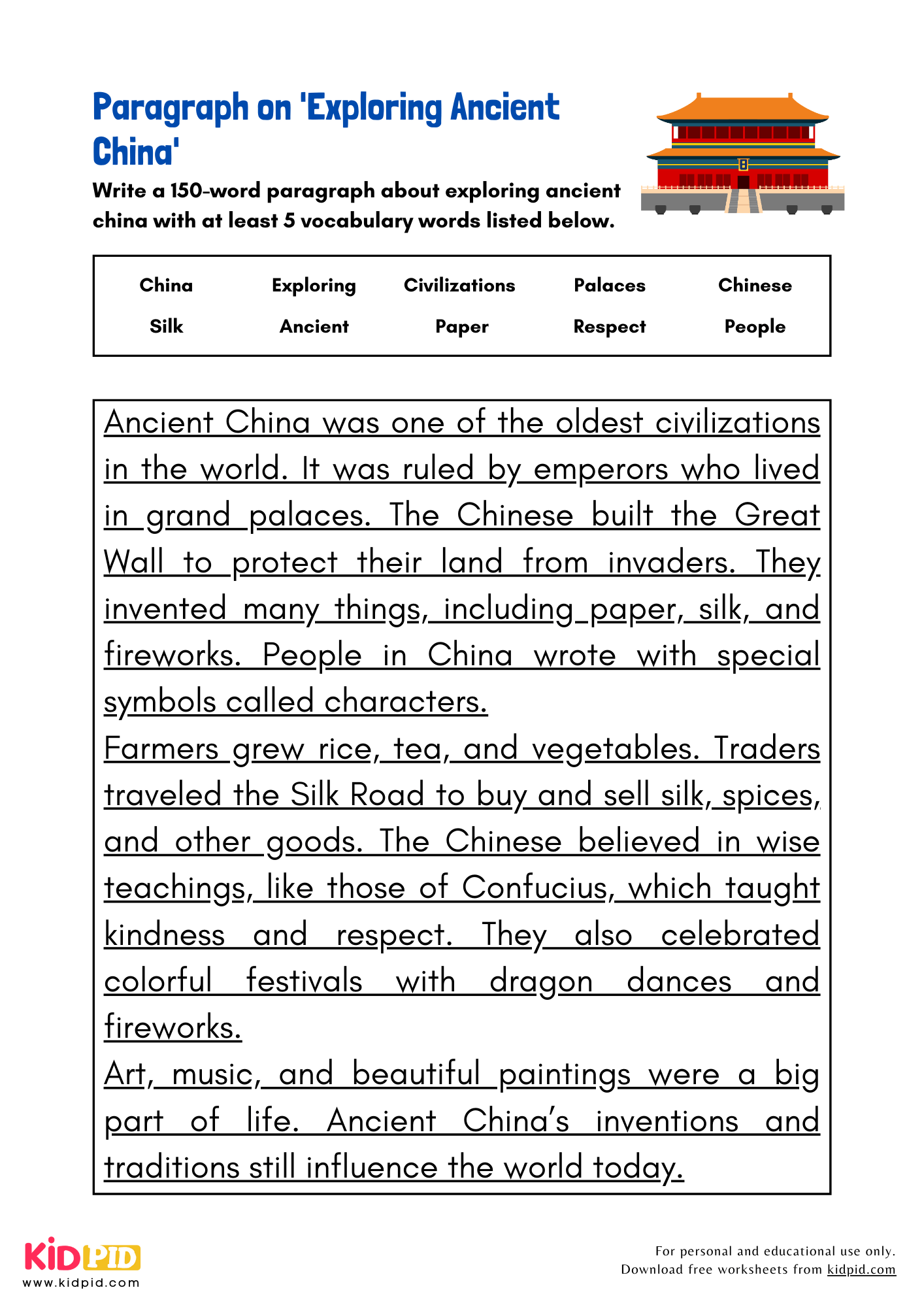Paragraph On Exploring Ancient China Kidpid
