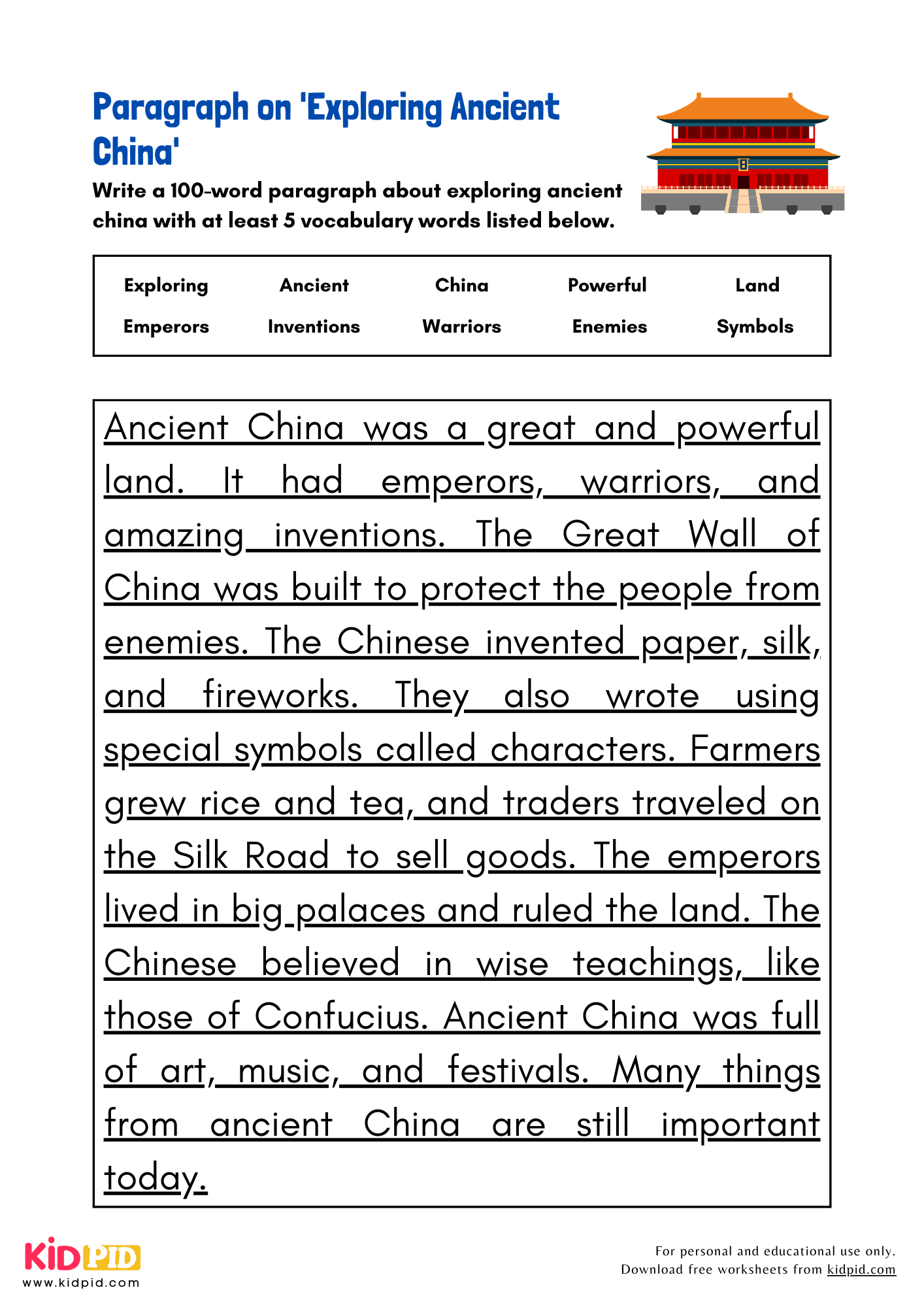 Paragraph On Exploring Ancient China Kidpid
