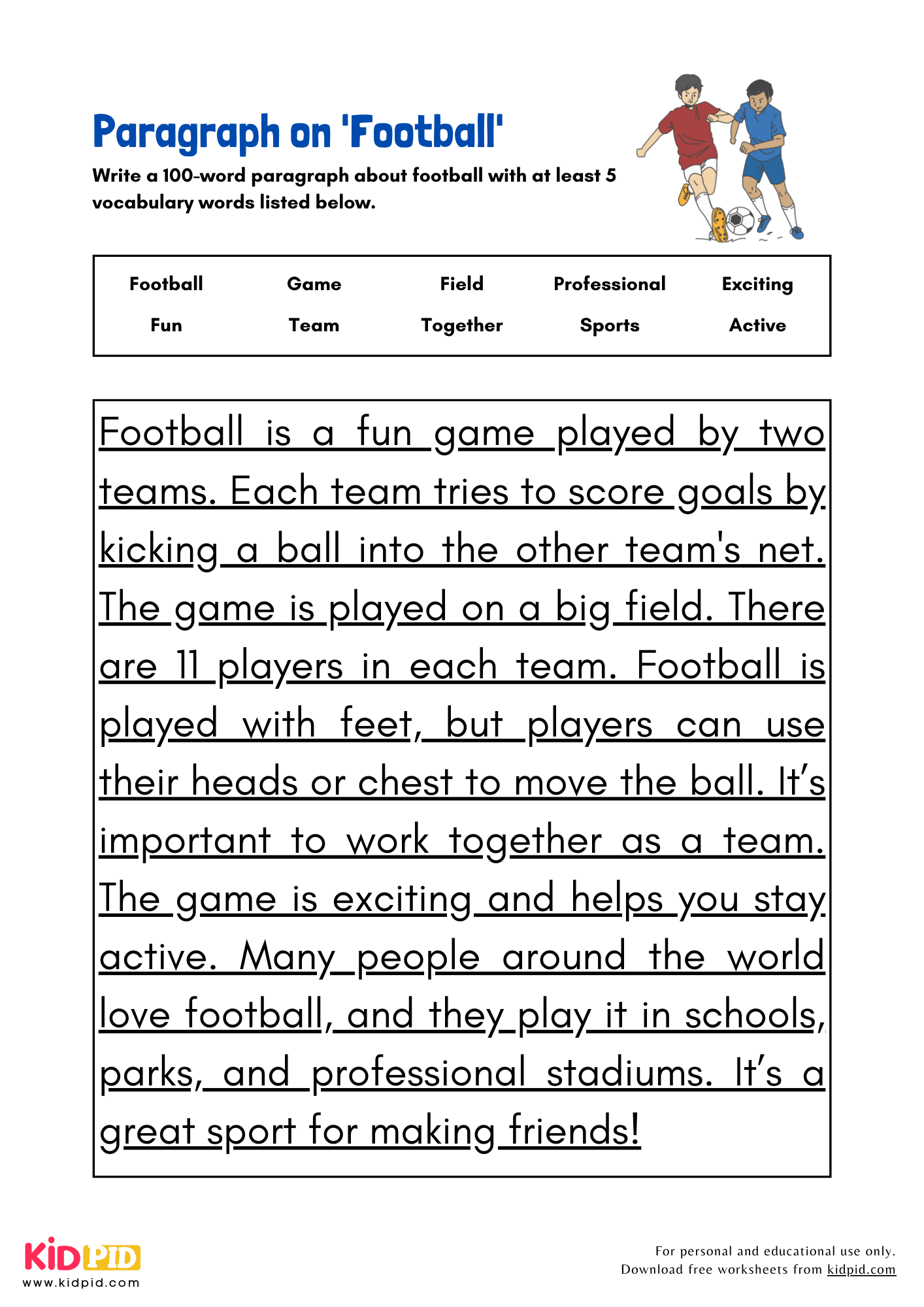 Paragraph On Football Kidpid
