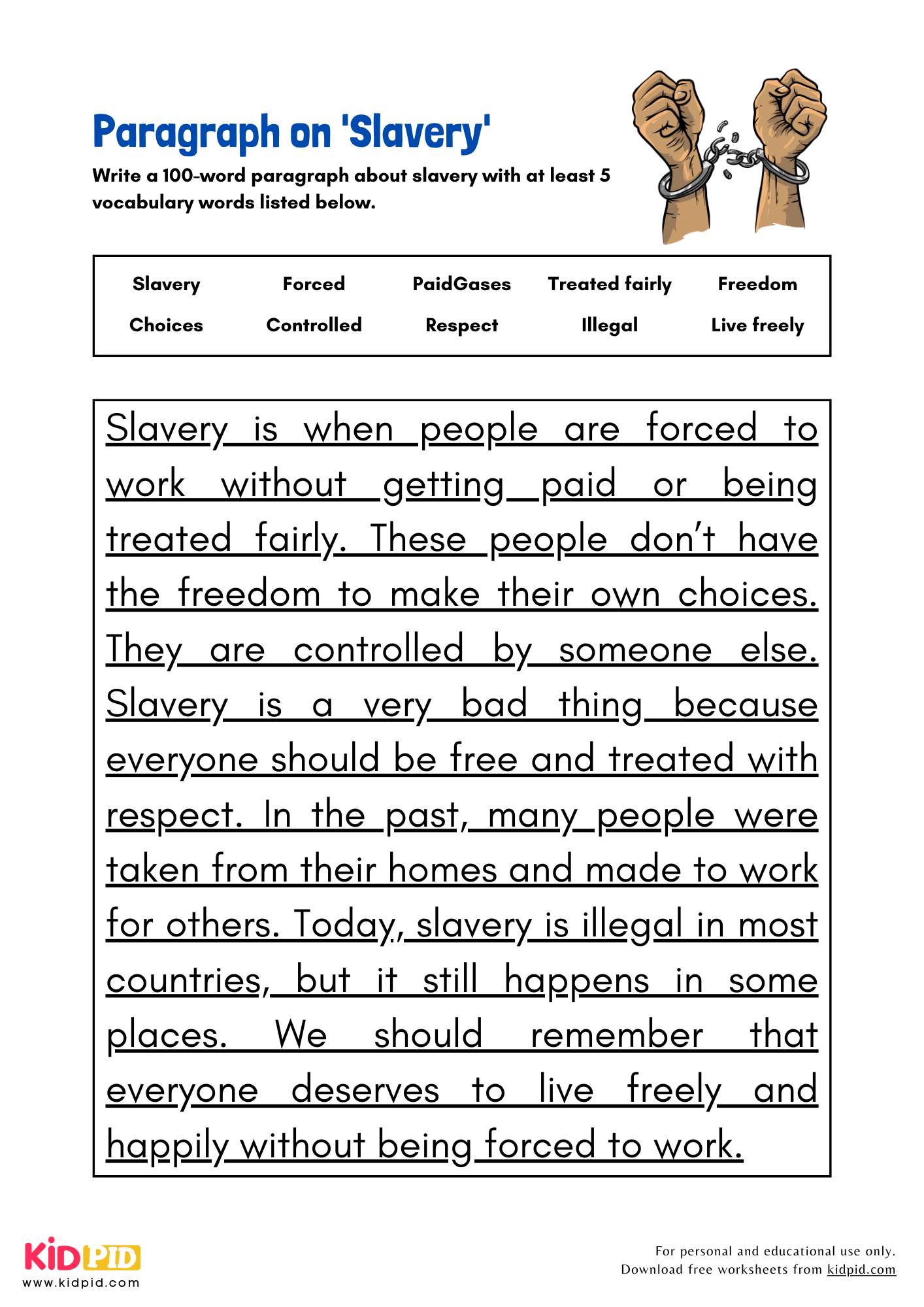 Slavery Reading Comprehension Worksheet
