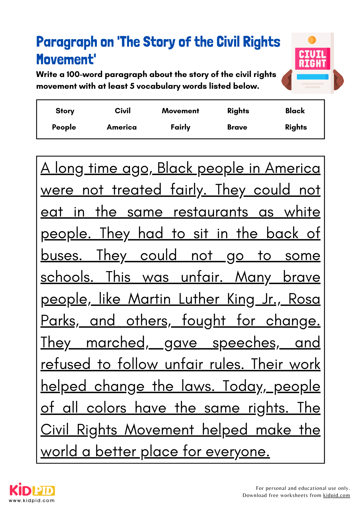 Paragraph On The Story Of The Civil Rights Movement Kidpid
