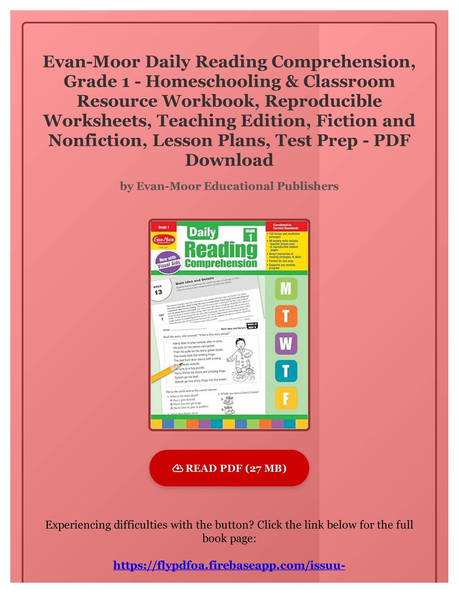 PDF Free Evan Moor Daily Reading Comprehension Grade 1 Homeschooling U0026amp Classroom Resource Workboo By FisherVgo Issuu