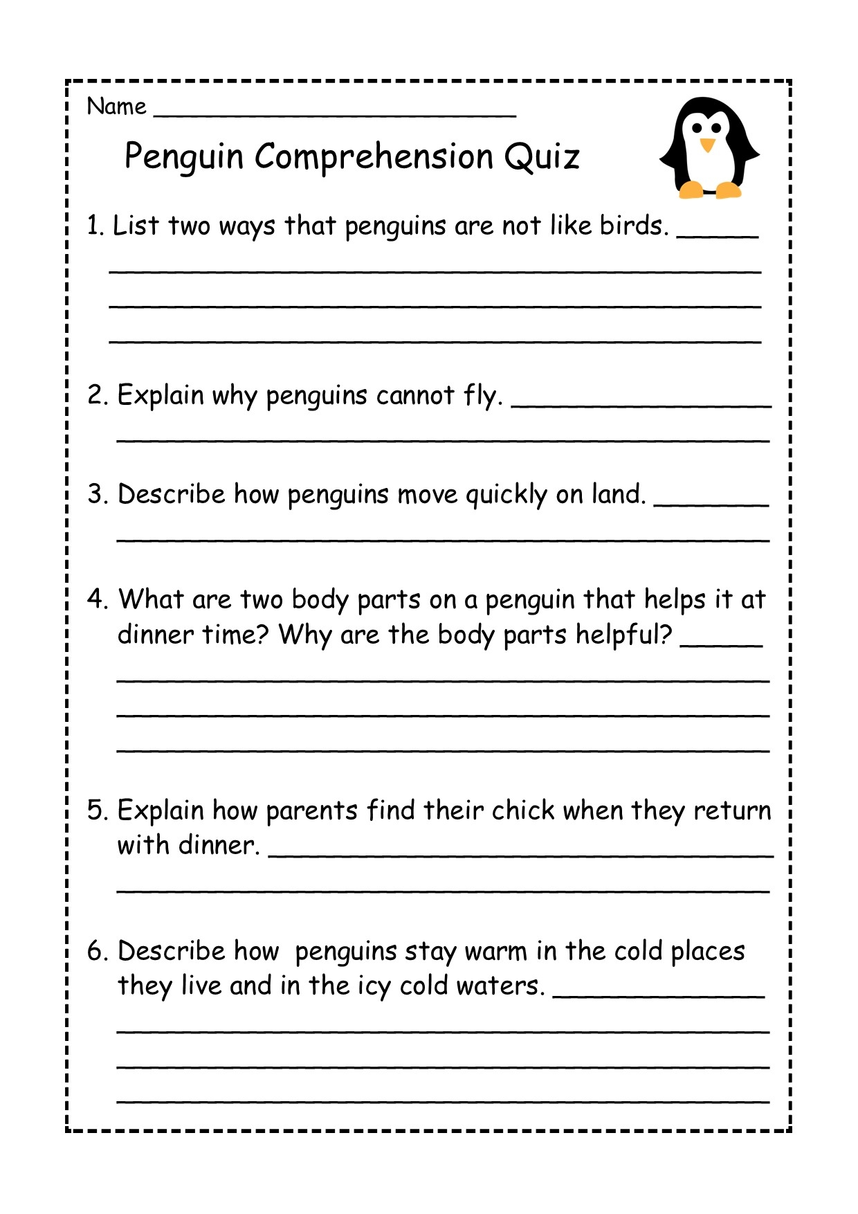 Penguin Facts Mini Book Reading Comprehension Made By Teachers