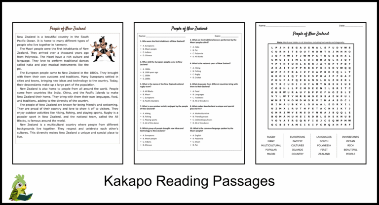 People Of New Zealand Reading Comprehension And Word Search 