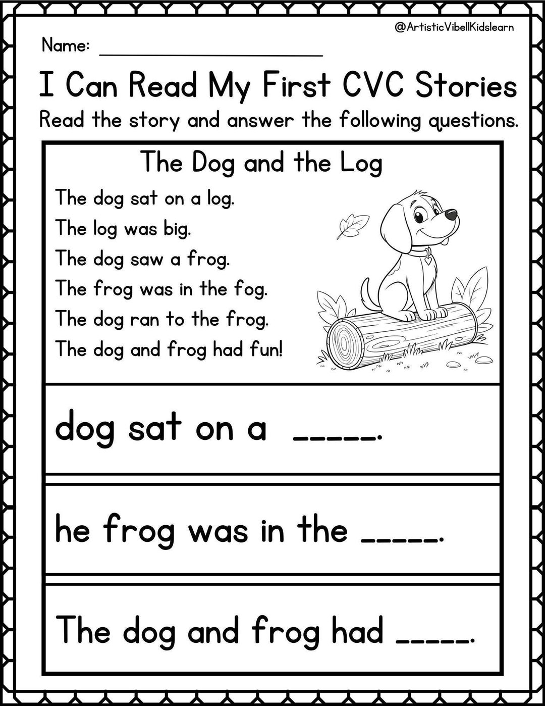 Phonics Worksheets My First CVC Sentences For Kindergarten And 