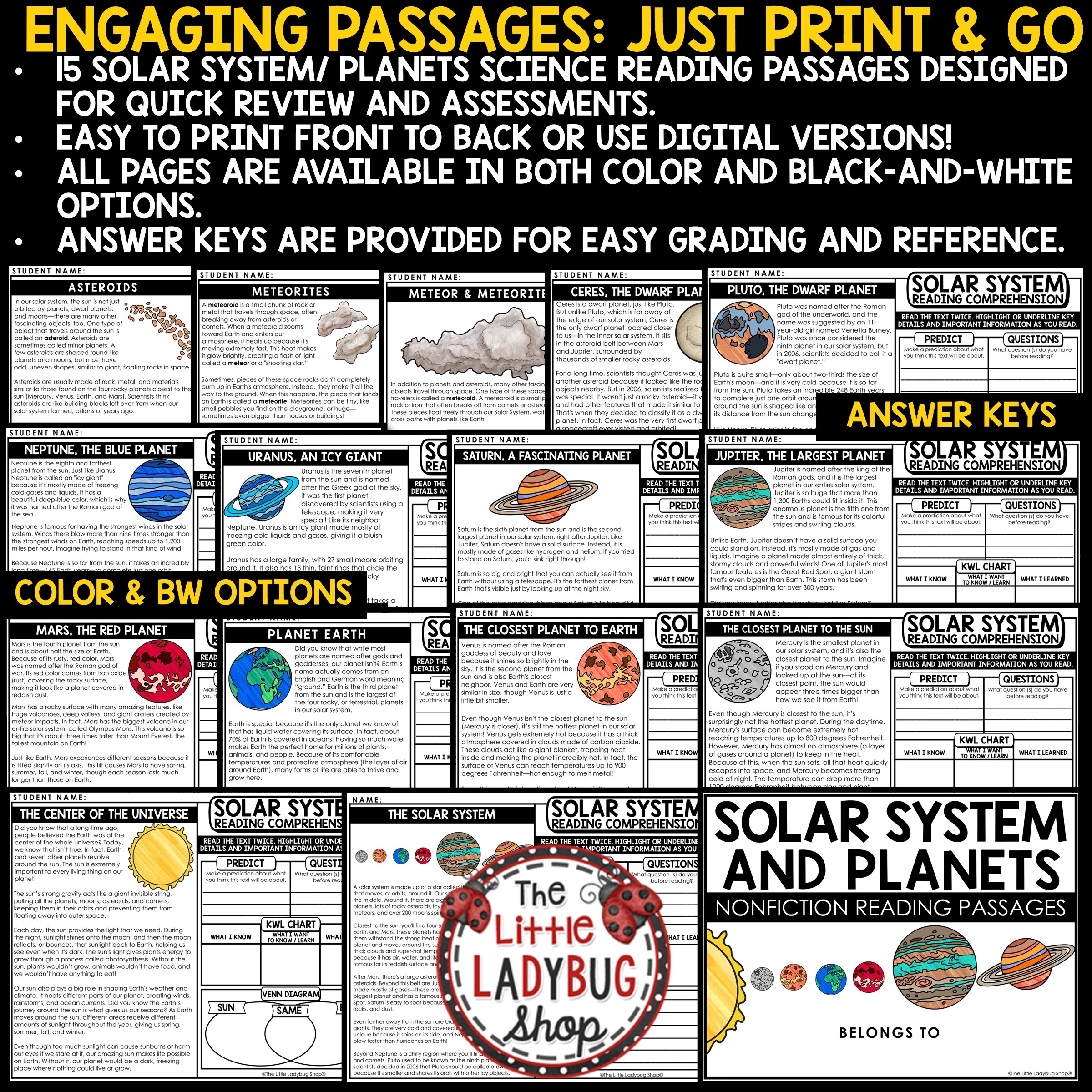 Pluto Reading Comprehension Worksheets