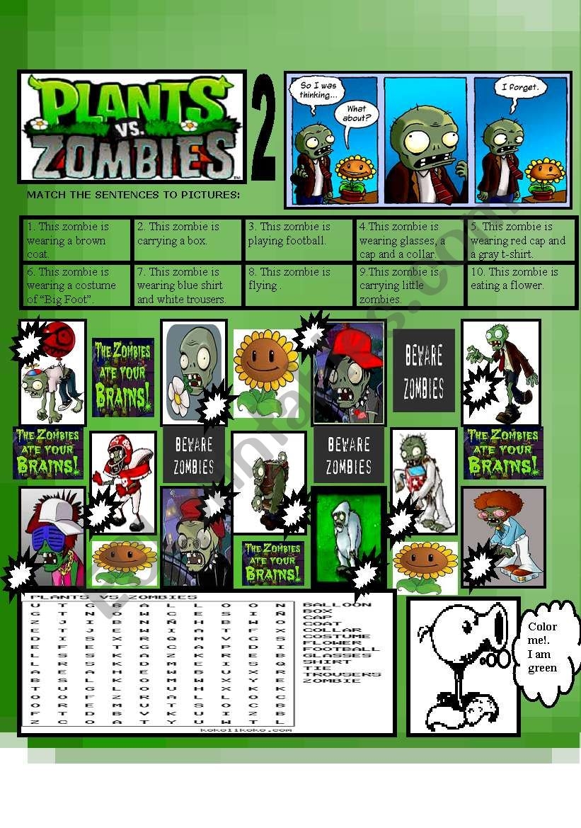 Zombie Reading Comprehension Worksheets