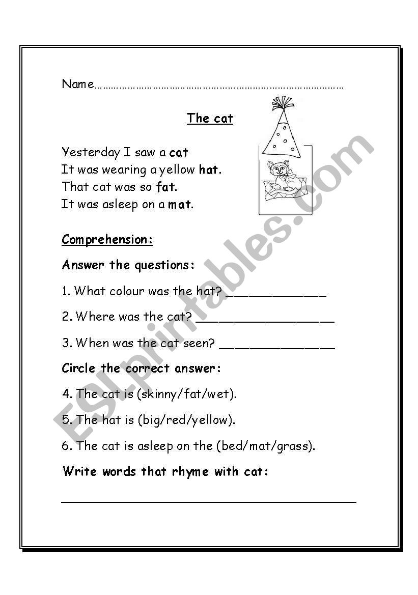 Poem Comprehension ESL Worksheet By Kristyjak
