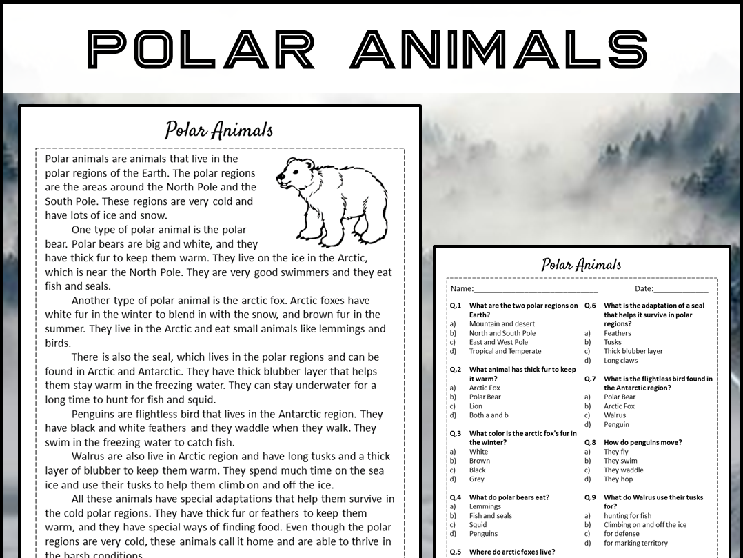 Mammals Reading Comprehension Worksheets