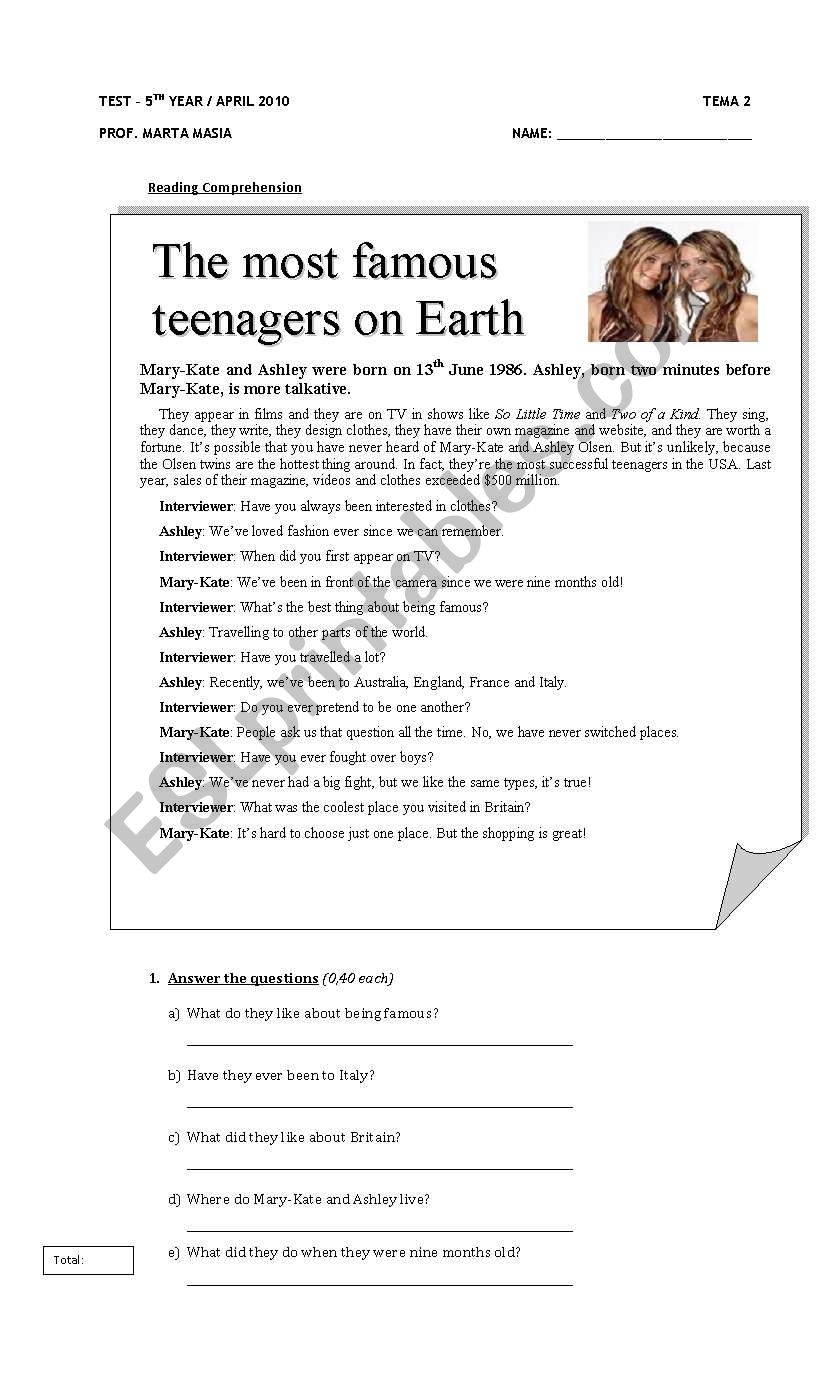 Pre intermediate Level Test ESL Worksheet By Mistic24