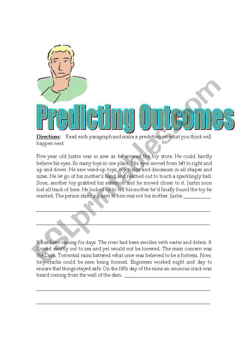 Predicting Outcomes ESL Worksheet By Lyrill