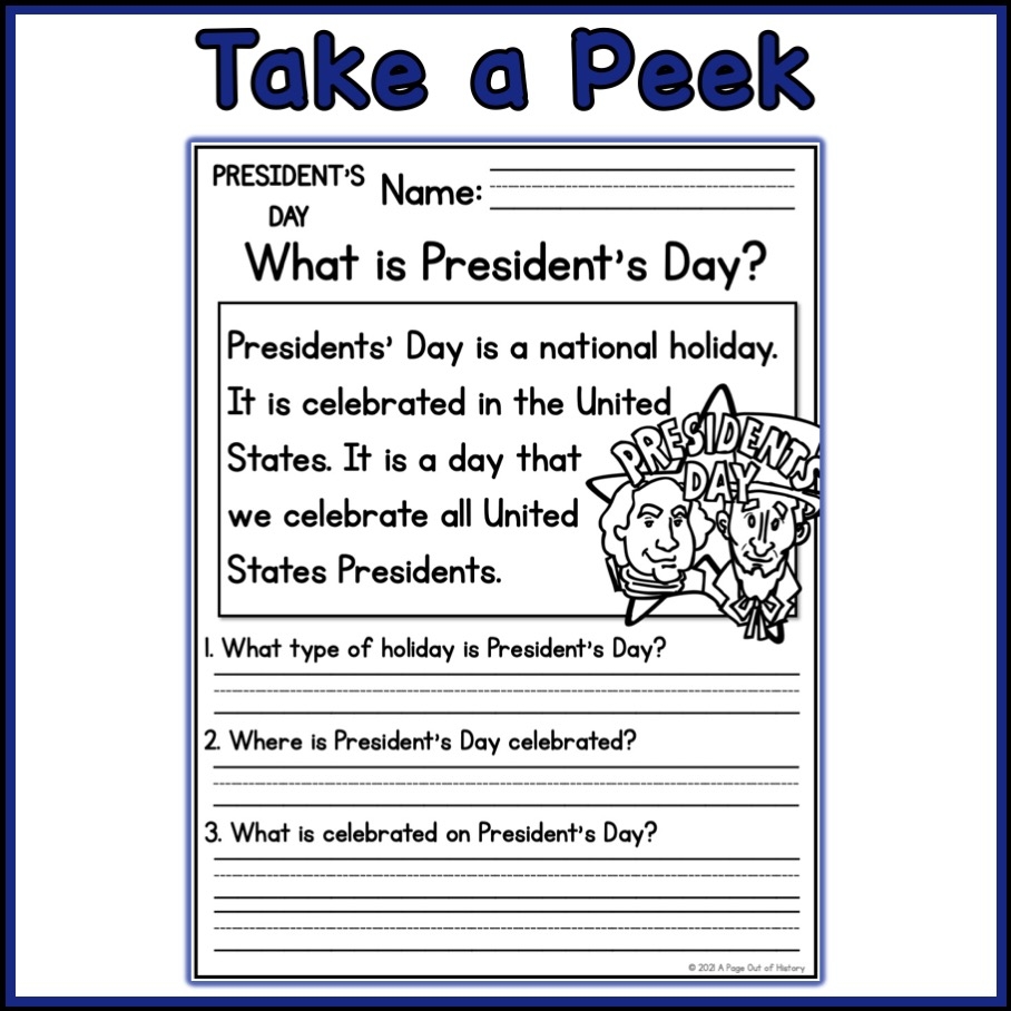 Presidents Day Holidays Reading Comprehension Passages K 2 Worksheets Library
