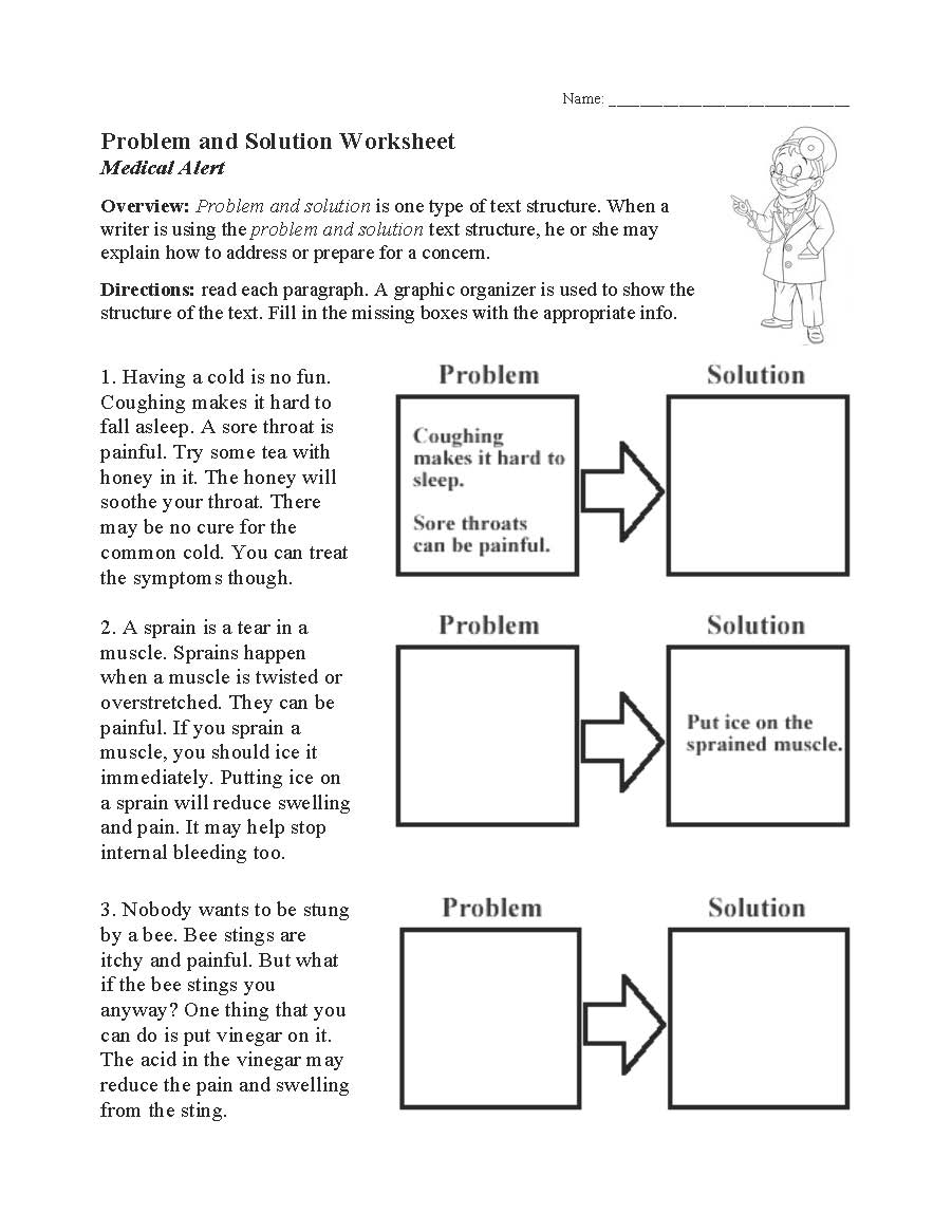 Problem And Solution Worksheet Text Structure Activity