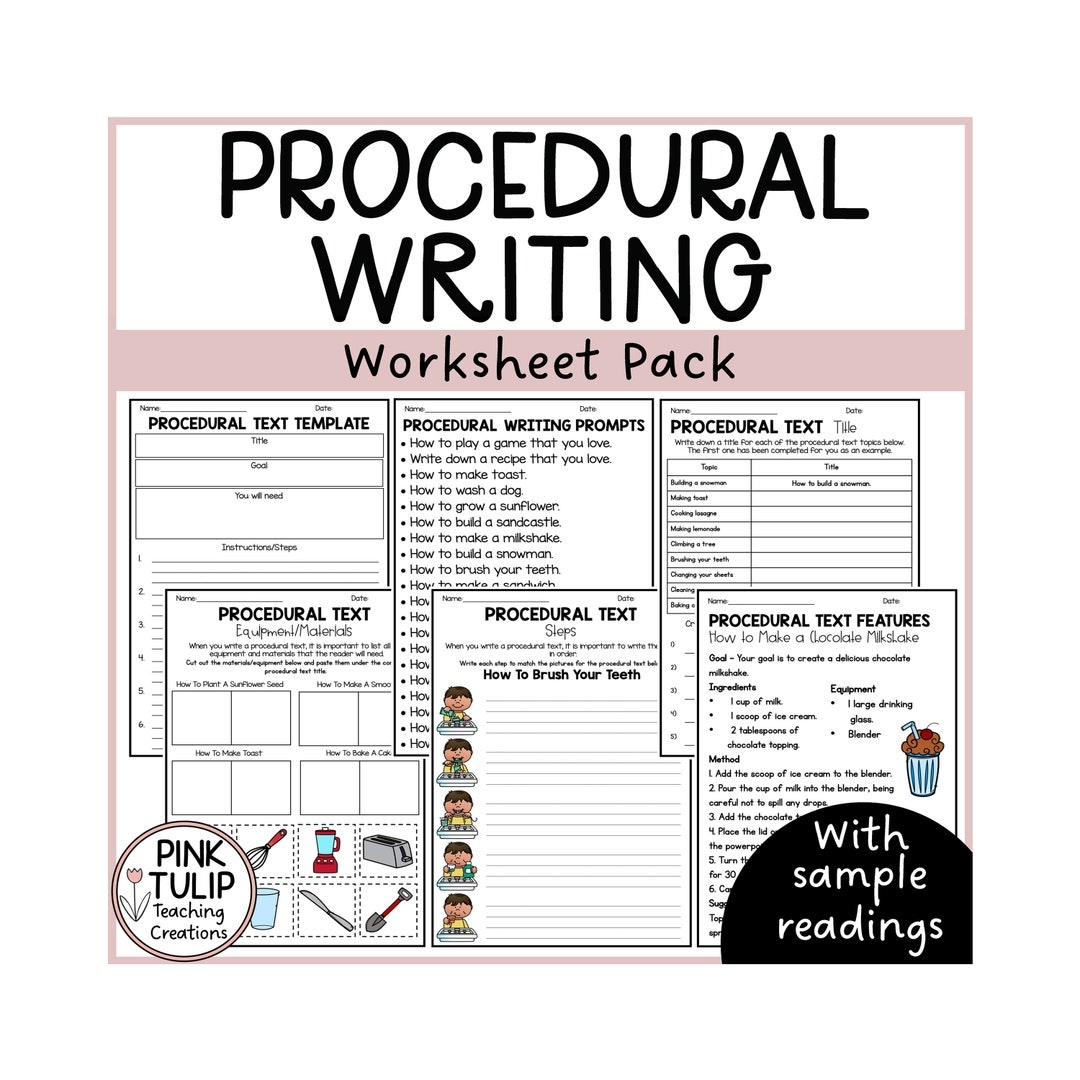 Procedural Text Writing Worksheet Pack No Prep Lesson Ideas Etsy