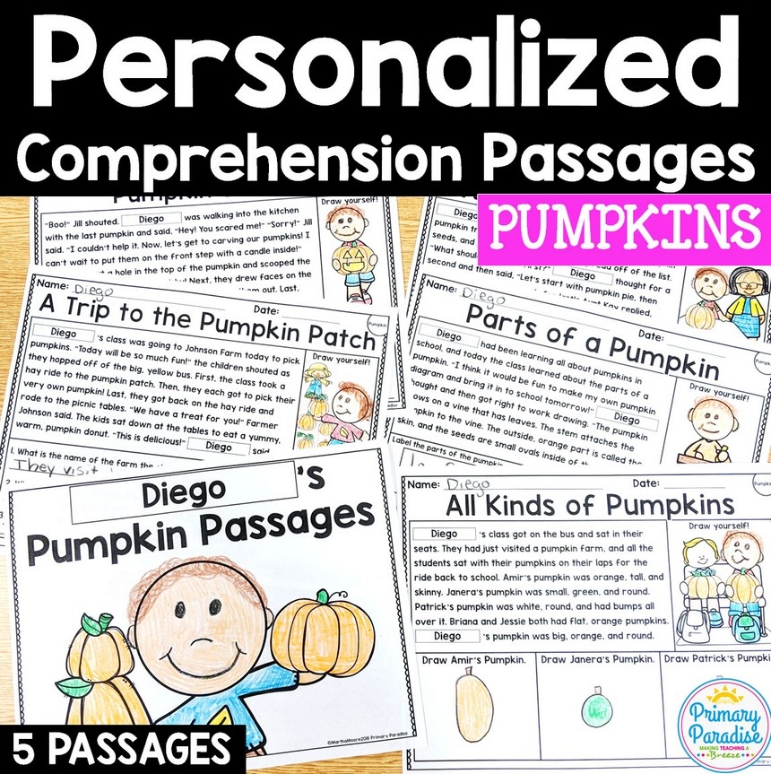 Pumpkin PERSONALIZED Reading Passages