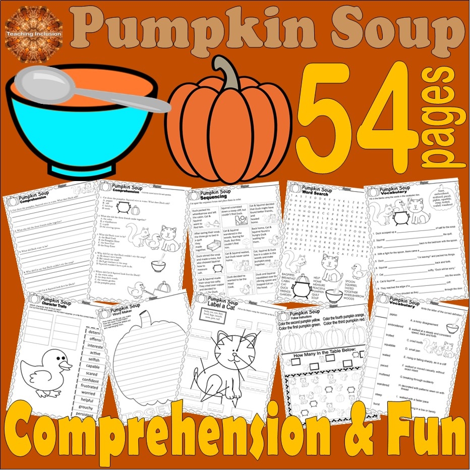 Pumpkin Soup Read Aloud Book Companion Reading Comprehension Fall 