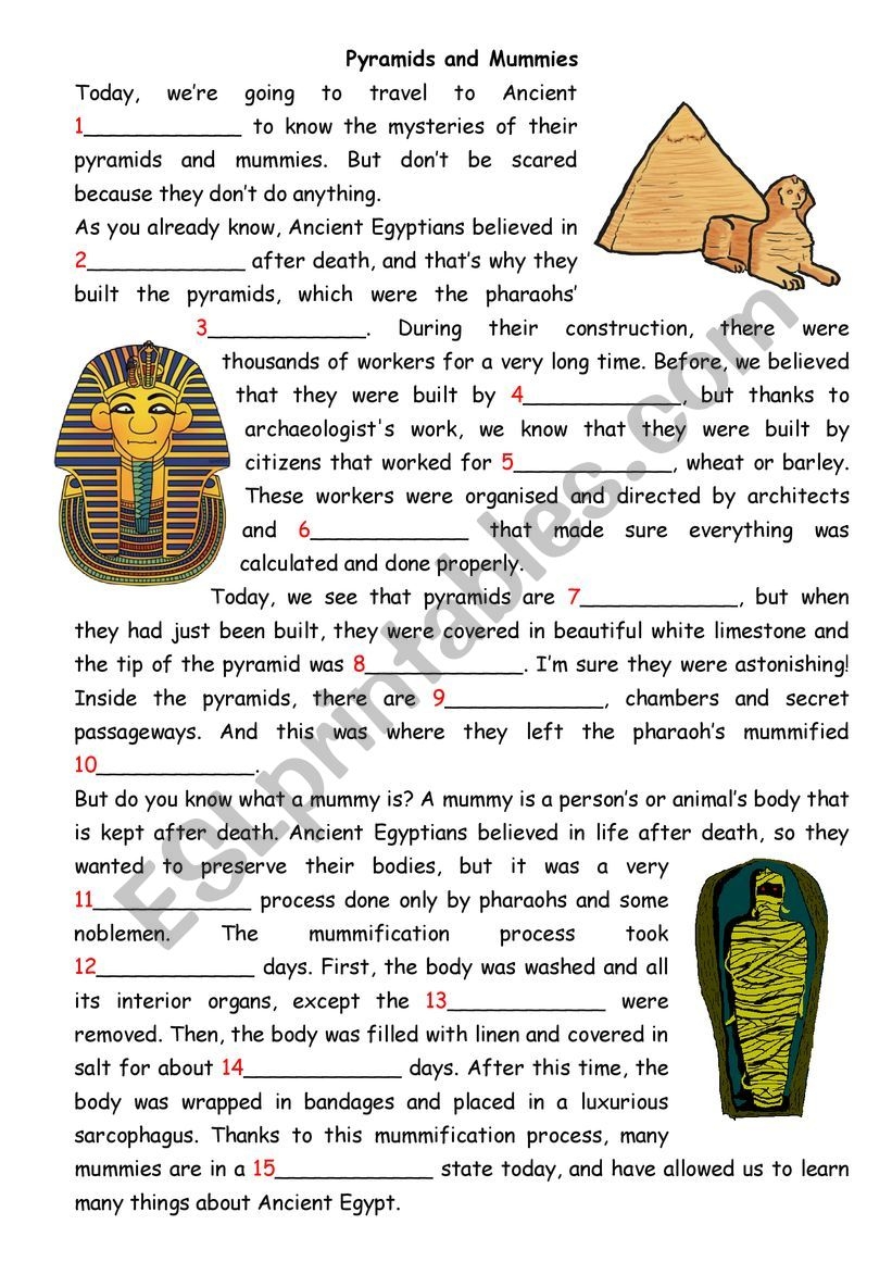 Pyramids And Mummies ESL Worksheet By Alyavalya