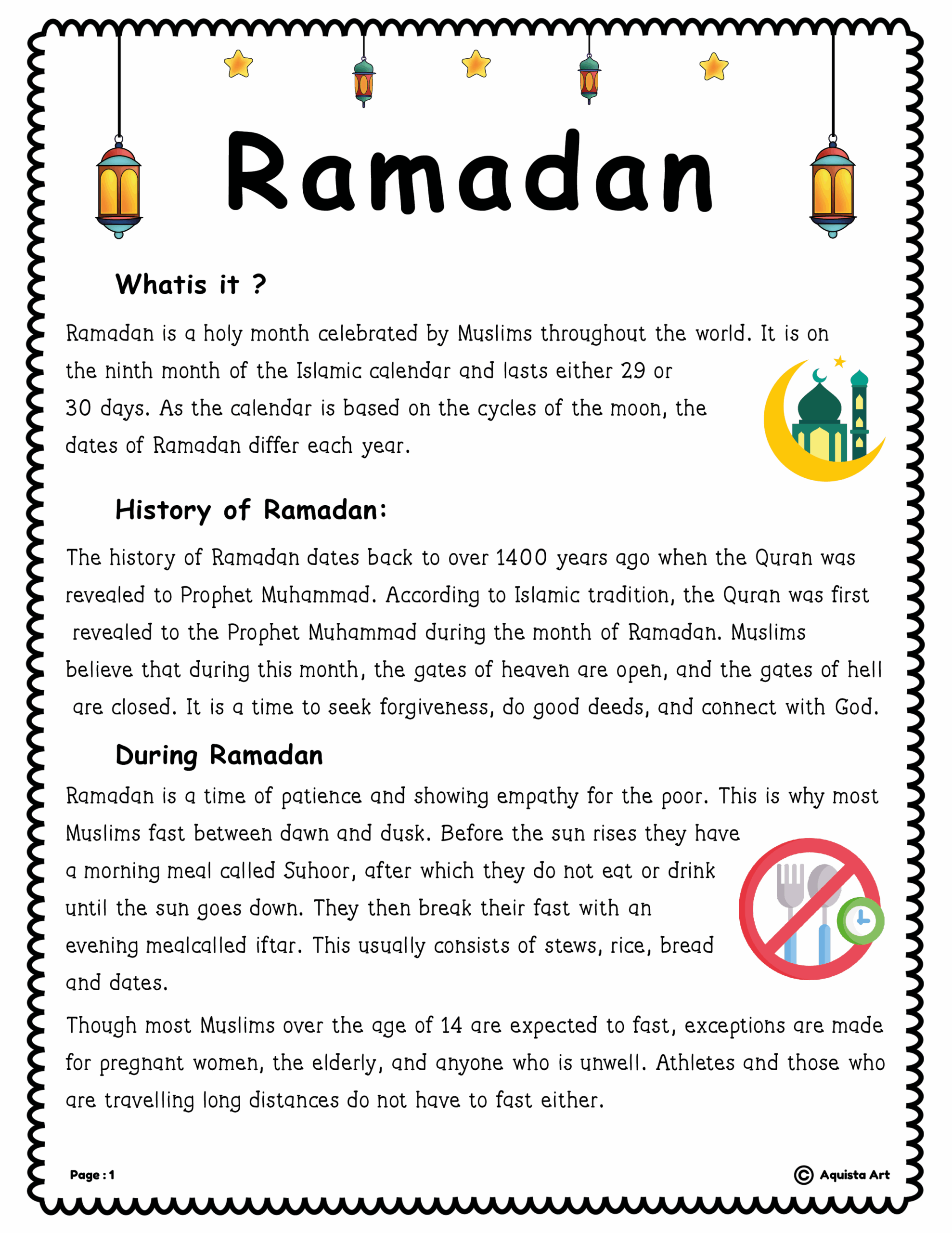 Ramadan Reading Comprehension Worksheets Made By Teachers Ramadan Reading Comprehension Worksheets Made By Teachers