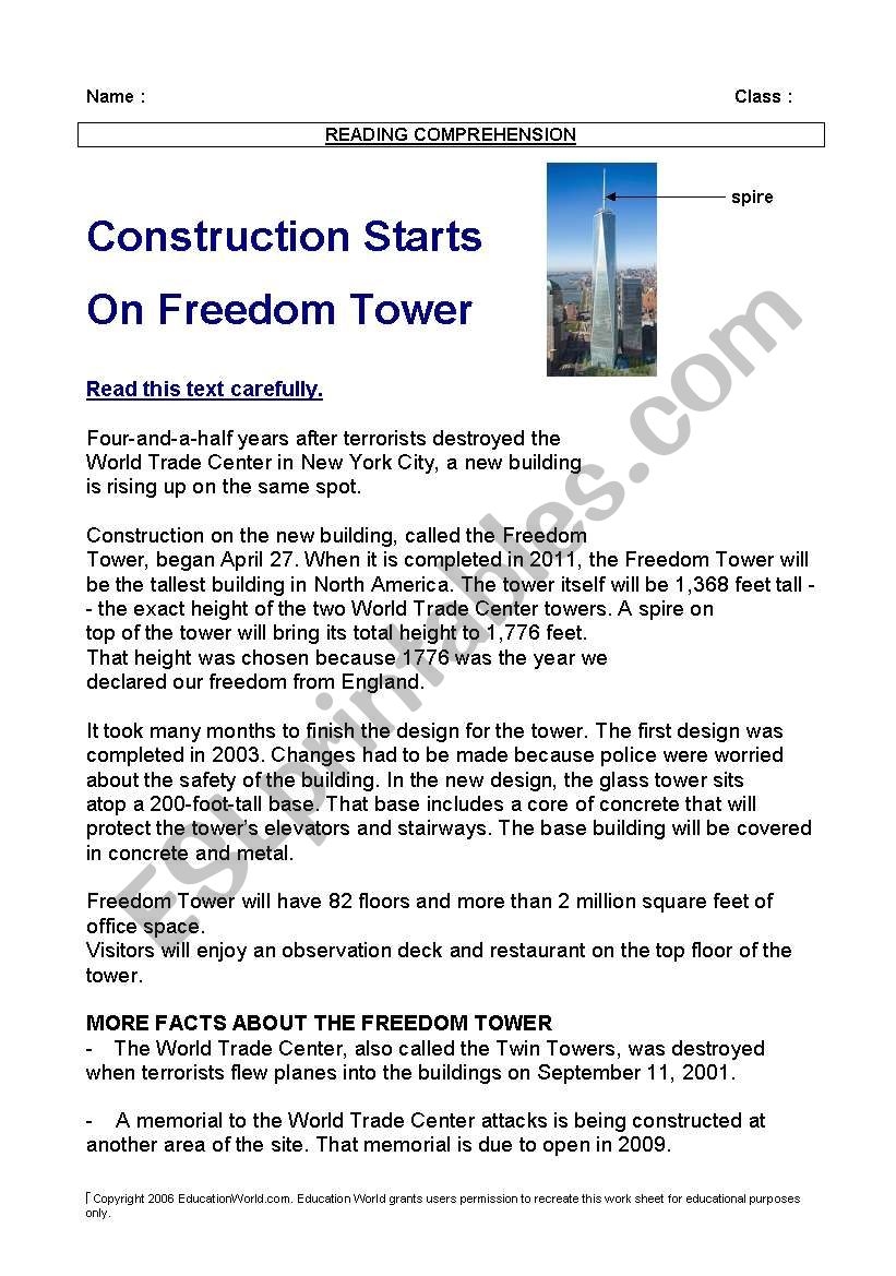 9 11 Reading Comprehension Worksheets Free