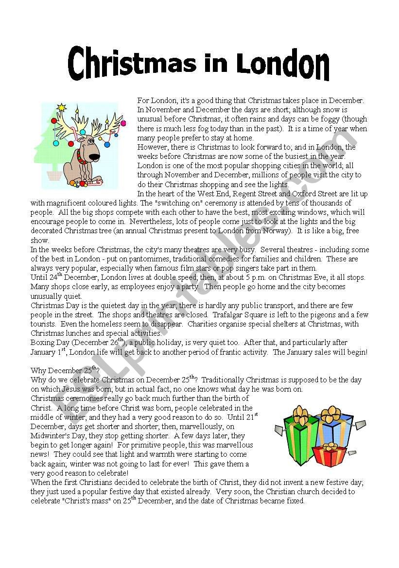 Lomdon Reading Comprehension Worksheet