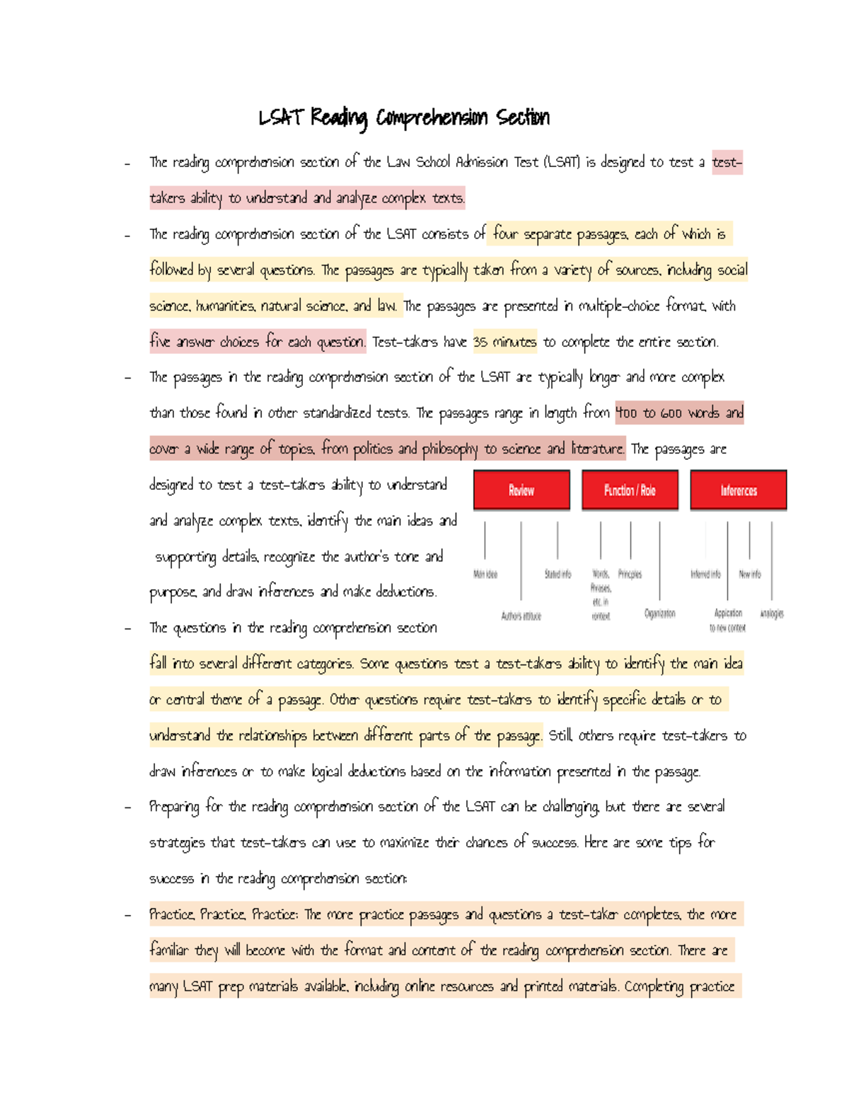 Reading Comp Lsat LSAT Reading Comprehension Section The 