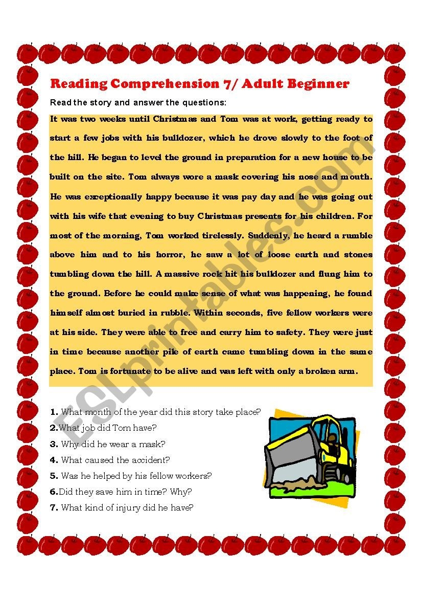 Safety Reading Comprehension Worksheets