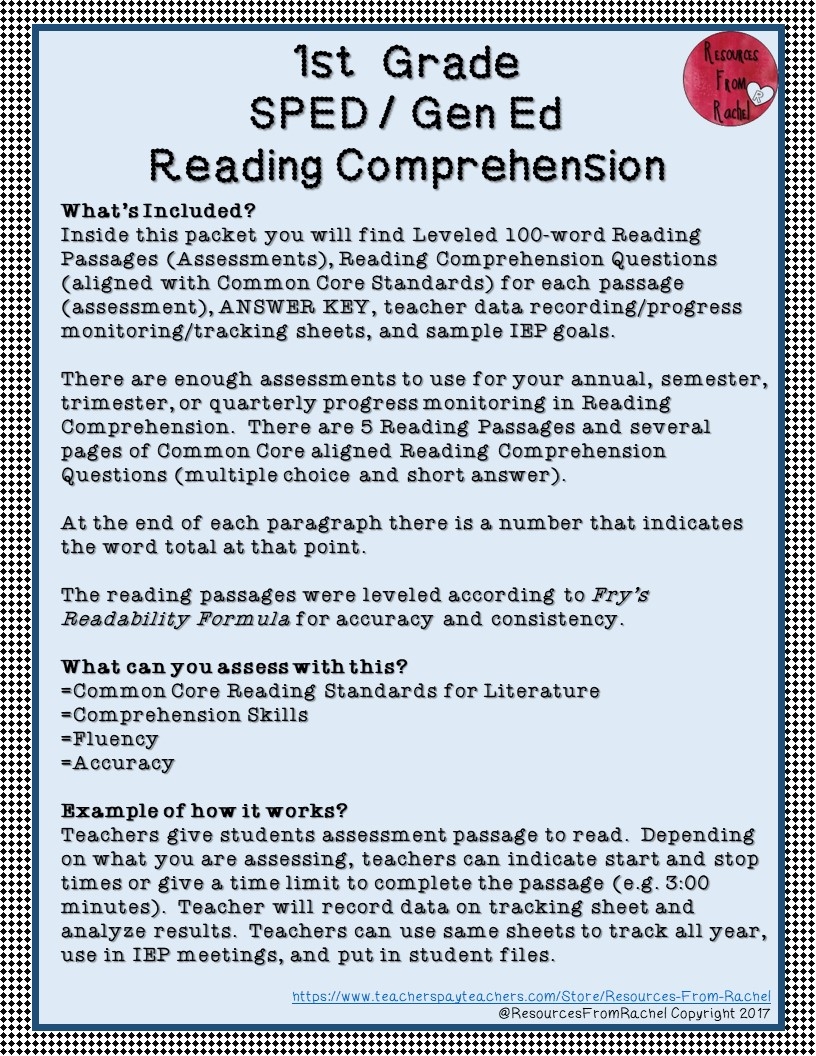 Reading Comprehension Assessments 1st Grade Volume 2