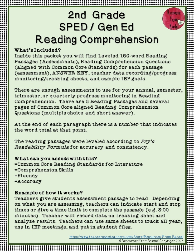 Reading Comprehension Assessments 2nd Grade Volume 2 Made By Teachers