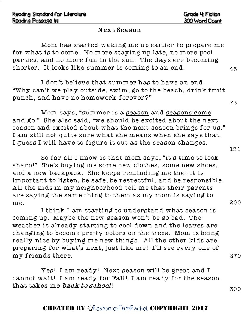 Reading Comprehension Assessments 4th Grade Volume 1 Made By Teachers