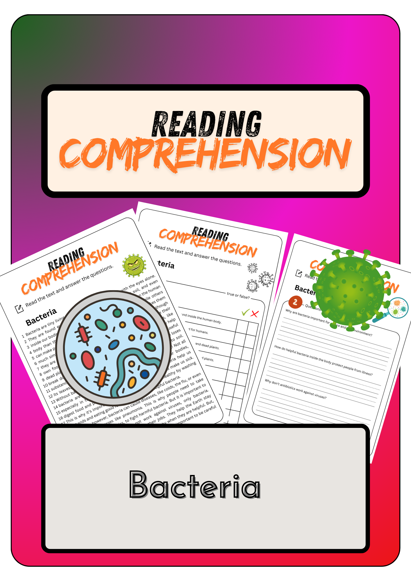 Reading Comprehension Bacteria Solutions Made By Teachers