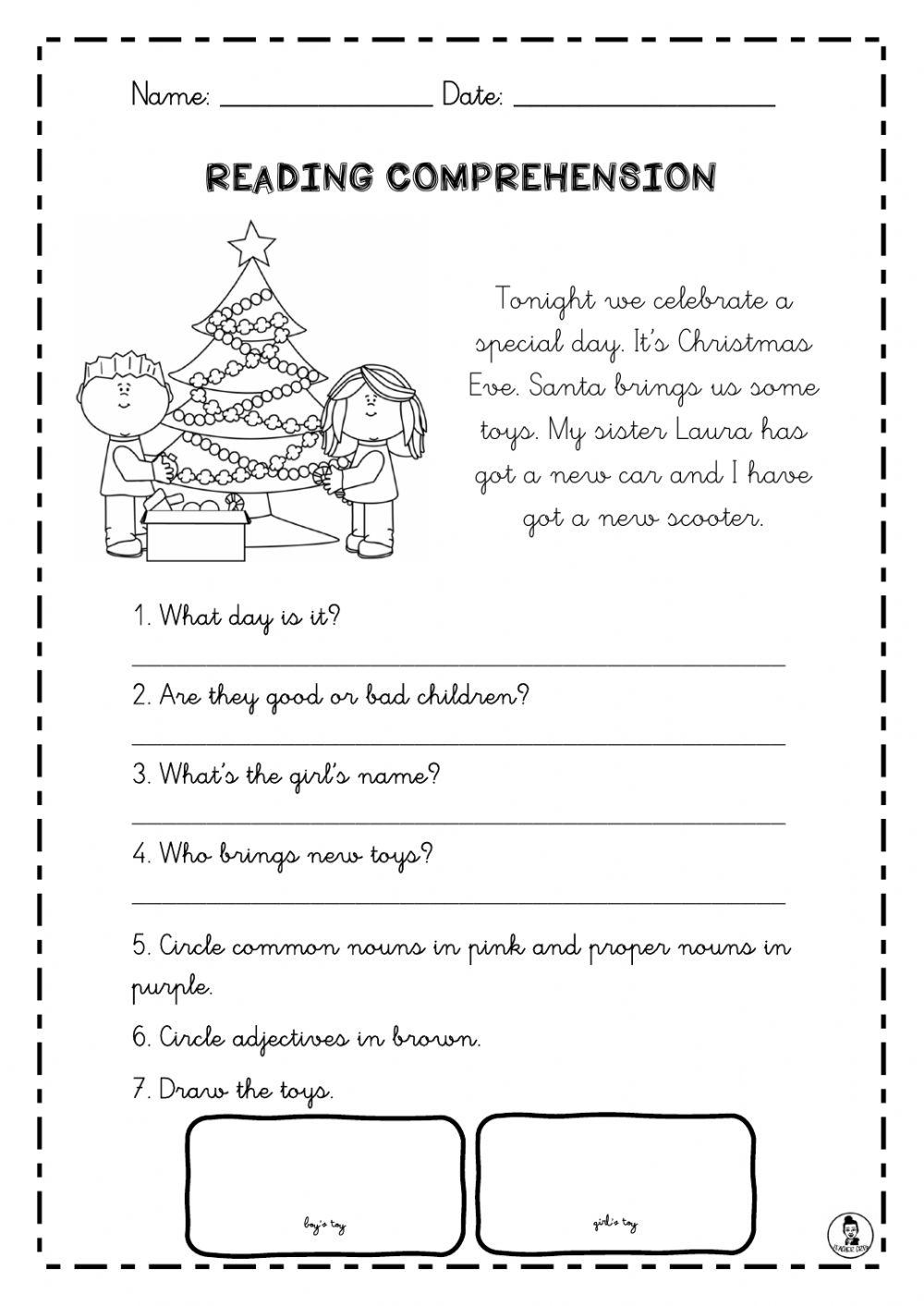 3rd Grade Christmas Reading Comprehension Worksheets