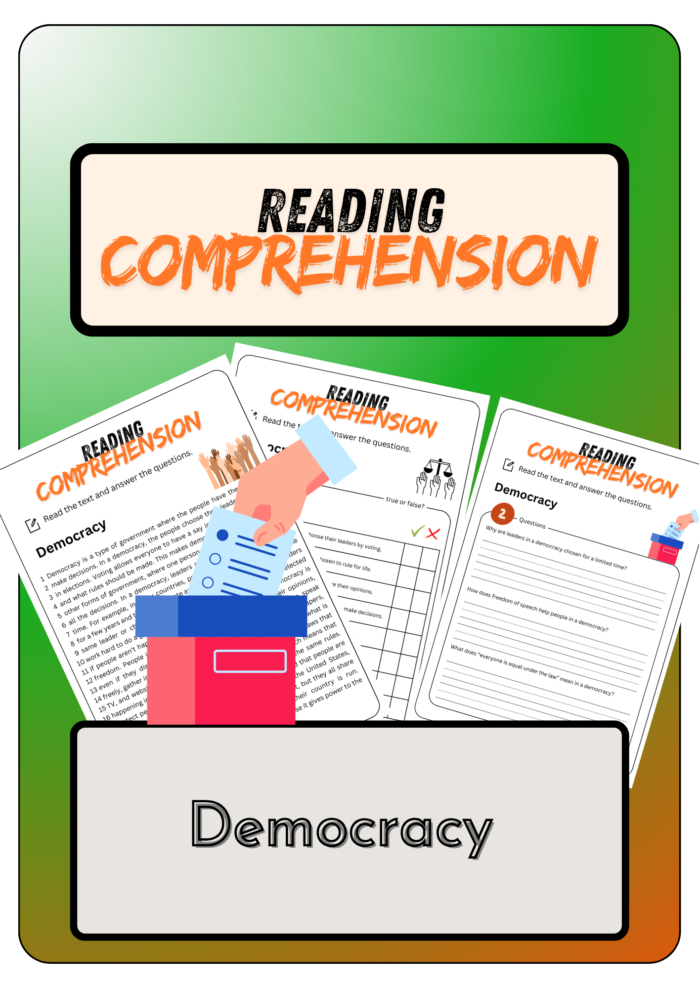 Reading Comprehension Democracy Solutions Made By Teachers